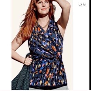 307 CAbi Flaunt Wrap Multicolor Sleeveless Wrap Blouse Tank Small